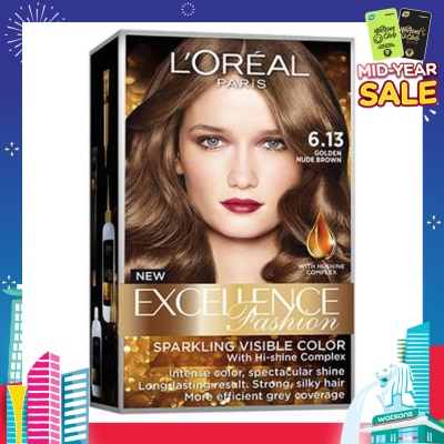 L'OREAL PARIS EXCELLENCE Fashion Hair Colour #6.13 Golden Nude Brown 1s