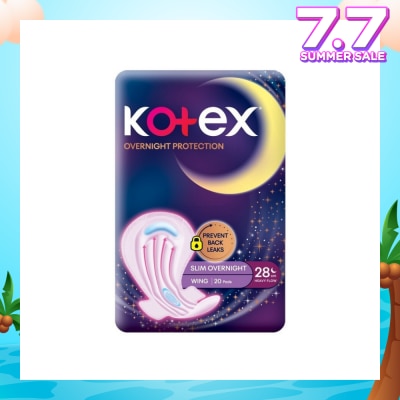 KOTEX Soft & Smooth 360° Protection Slim Overnight Sanitary Pad Wing 28cm (For Heavy Flow) 20s