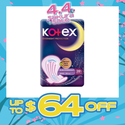 KOTEX - Soft & Smooth 360° Protection Slim Overnight Sanitary Pad Wing 28cm (For Heavy Flow) 20s