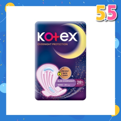 KOTEX Soft & Smooth 360° Protection Slim Overnight Sanitary Pad Wing 28cm (For Heavy Flow) 20s