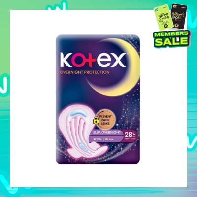 KOTEX Soft & Smooth 360° Protection Slim Overnight Sanitary Pad Wing 28cm (For Heavy Flow) 20s