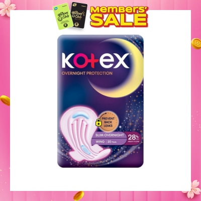 KOTEX Soft & Smooth 360° Protection Slim Overnight Sanitary Pad Wing 28cm (For Heavy Flow) 20s