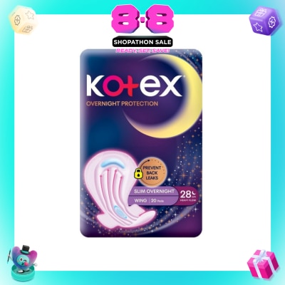 KOTEX - Soft & Smooth 360° Protection Slim Overnight Sanitary Pad Wing 28cm (For Heavy Flow) 20s