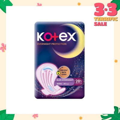 KOTEX Soft & Smooth 360° Protection Slim Overnight Sanitary Pad Wing 28cm (For Heavy Flow) 20s