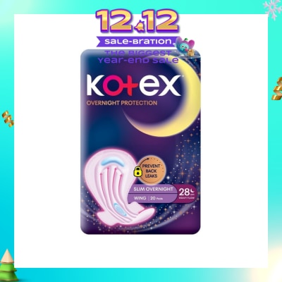 KOTEX Soft & Smooth 360° Protection Slim Overnight Sanitary Pad Wing 28cm (For Heavy Flow) 20s
