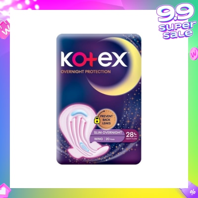 KOTEX Soft & Smooth 360° Protection Slim Overnight Sanitary Pad Wing 28cm (For Heavy Flow) 20s