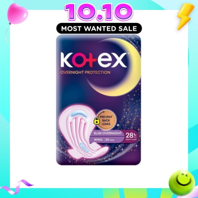 KOTEX Soft & Smooth 360° Protection Slim Overnight Sanitary Pad Wing 28cm (For Heavy Flow) 20s image