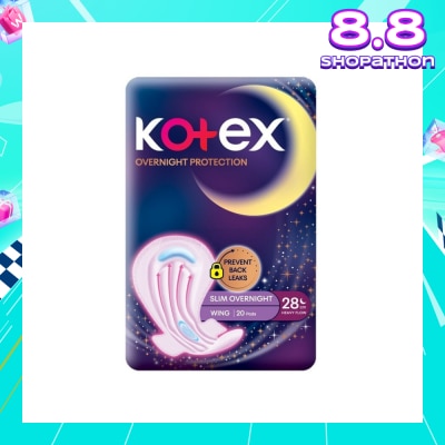 KOTEX Soft & Smooth 360° Protection Slim Overnight Sanitary Pad Wing 28cm (For Heavy Flow) 20s