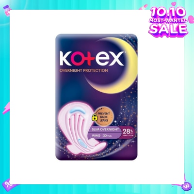 KOTEX Soft & Smooth 360° Protection Slim Overnight Sanitary Pad Wing 28cm (For Heavy Flow) 20s