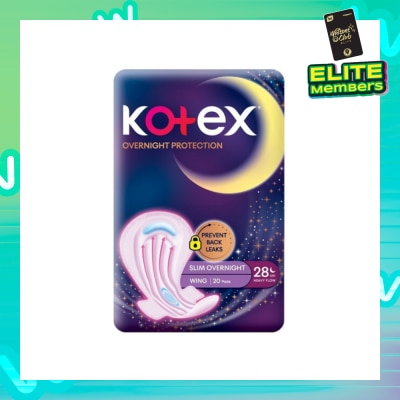 KOTEX Soft & Smooth 360° Protection Slim Overnight Sanitary Pad Wing 28cm (For Heavy Flow) 20s