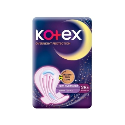 KOTEX Soft & Smooth 360° Protection Slim Overnight Sanitary Pad Wing 28cm (For Heavy Flow) 20s