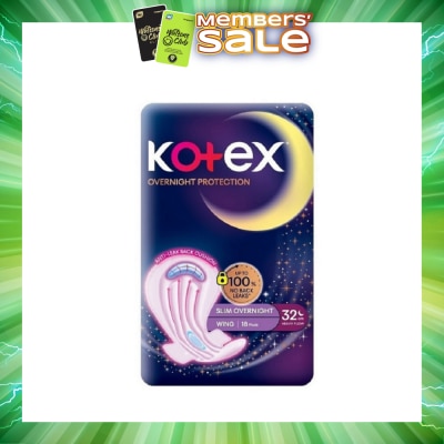 KOTEX - Soft & Smooth 360° Protection Slim Overnight Sanitary Pad Wing 32cm (For Heavy Flow) 18s