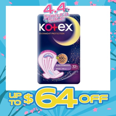 KOTEX - Soft & Smooth 360° Protection Slim Overnight Sanitary Pad Wing 32cm (For Heavy Flow) 18s