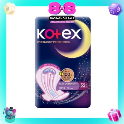 KOTEX - Soft & Smooth 360° Protection Slim Overnight Sanitary Pad Wing 32cm (For Heavy Flow) 18s