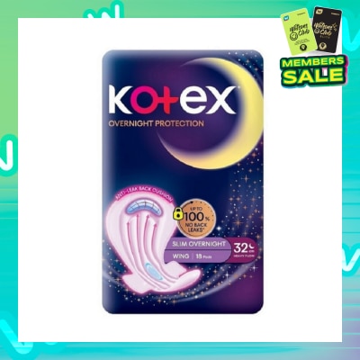KOTEX Soft & Smooth 360° Protection Slim Overnight Sanitary Pad Wing 32cm (For Heavy Flow) 18s