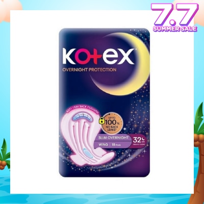 KOTEX Soft & Smooth 360° Protection Slim Overnight Sanitary Pad Wing 32cm (For Heavy Flow) 18s