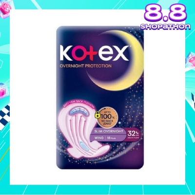 KOTEX Soft & Smooth 360° Protection Slim Overnight Sanitary Pad Wing 32cm (For Heavy Flow) 18s