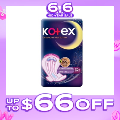 KOTEX - Soft & Smooth 360° Protection Slim Overnight Sanitary Pad Wing 32cm (For Heavy Flow) 18s