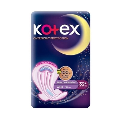 KOTEX Soft & Smooth 360° Protection Slim Overnight Sanitary Pad Wing 32cm (For Heavy Flow) 18s