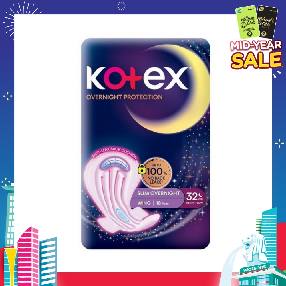 Soft & Smooth 360° Protection Slim Overnight Sanitary Pad Wing 32cm (For Heavy Flow) 18s