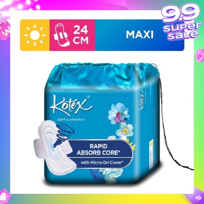 KOTEX Soft & Smooth Rapid Absorb Core Maxi Day Sanitary Pad Wing 24cm 26s