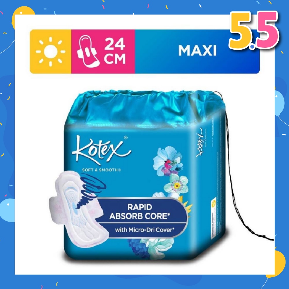 Soft & Smooth Rapid Absorb Core Maxi Day Sanitary Pad Wing 24cm 26s