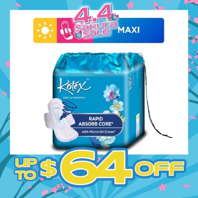 KOTEX - Soft & Smooth Rapid Absorb Core Maxi Day Sanitary Pad Wing 24cm 26s