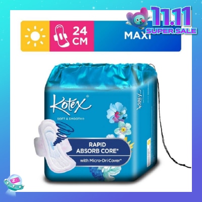 KOTEX Soft & Smooth Rapid Absorb Core Maxi Day Sanitary Pad Wing 24cm 26s