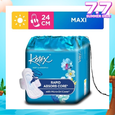 KOTEX Soft & Smooth Rapid Absorb Core Maxi Day Sanitary Pad Wing 24cm 26s