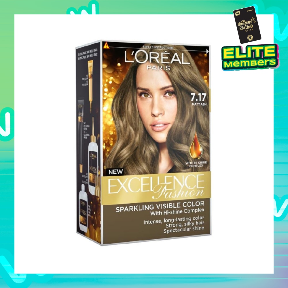 L'OREAL PARIS EXCELLENCE Parisian Fashion #7.17 Matt Ash Hair Colour (Formulated for Dark Asian Hair, No Bleaching Required) 75ml