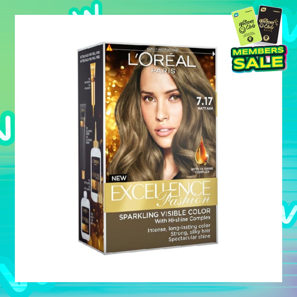 L'OREAL PARIS EXCELLENCE Parisian Fashion #7.17 Matt Ash Hair Colour (Formulated for Dark Asian Hair, No Bleaching Required) 75ml