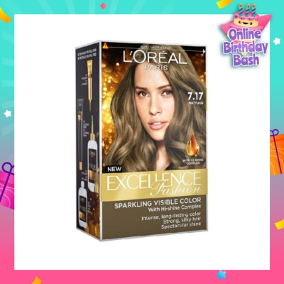 L'OREAL PARIS EXCELLENCE Parisian Fashion #7.17 Matt Ash Hair Colour (Formulated for Dark Asian Hair, No Bleaching Required) 75ml