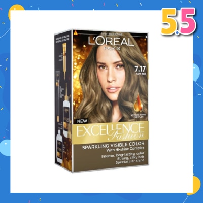 L'OREAL PARIS EXCELLENCE Parisian Fashion #7.17 Matt Ash Hair Colour (Formulated for Dark Asian Hair, No Bleaching Required) 75ml
