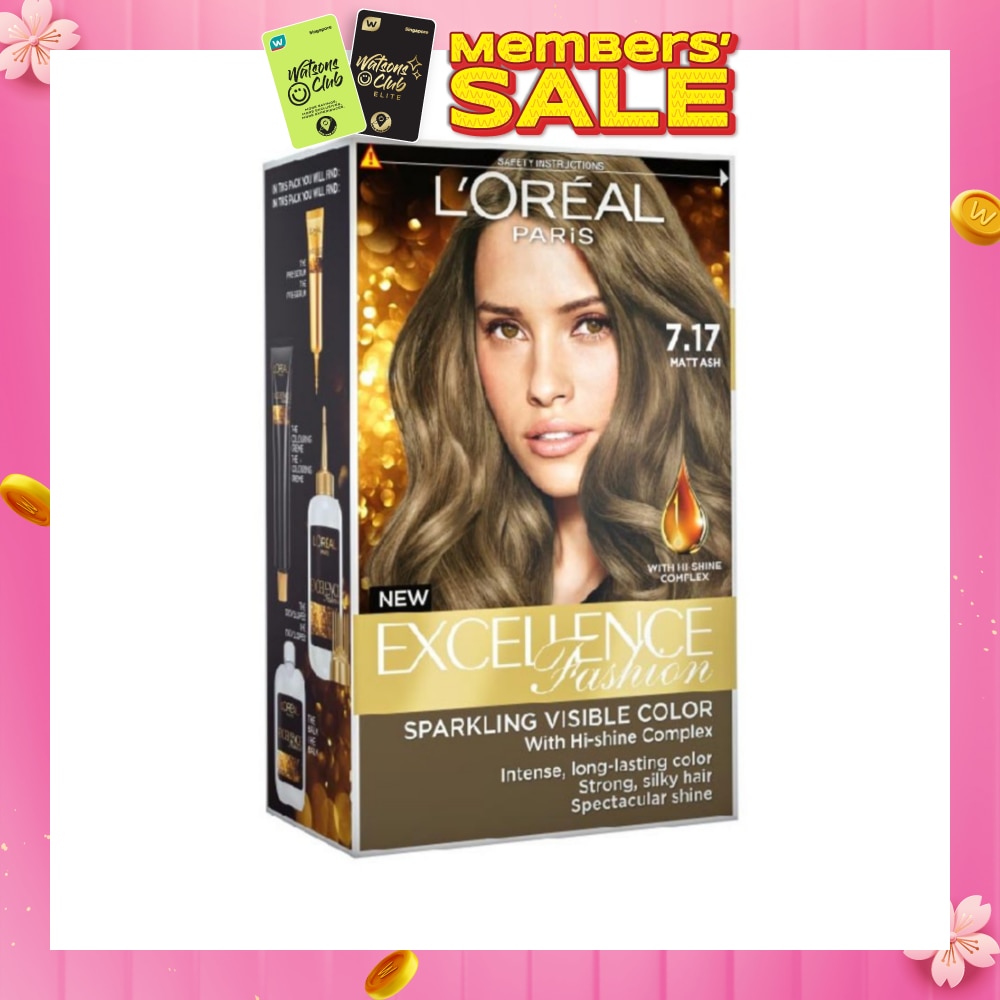 L'OREAL PARIS EXCELLENCE Parisian Fashion #7.17 Matt Ash Hair Colour (Formulated for Dark Asian Hair, No Bleaching Required) 75ml