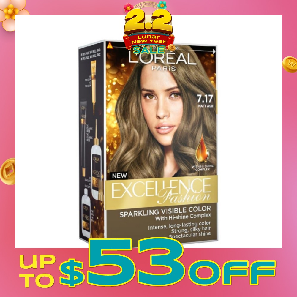 L'OREAL PARIS EXCELLENCE Parisian Fashion #7.17 Matt Ash Hair Colour (Formulated for Dark Asian Hair, No Bleaching Required) 75ml