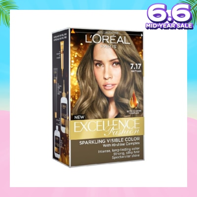 L'OREAL PARIS EXCELLENCE Parisian Fashion #7.17 Matt Ash Hair Colour (Formulated for Dark Asian Hair, No Bleaching Required) 75ml