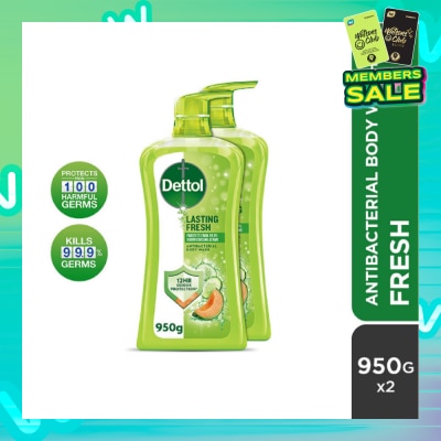 DETTOL Dettol Lasting Fresh Antibacterial Body Wash Honeydew Melon & Cucumber 950g x 2s