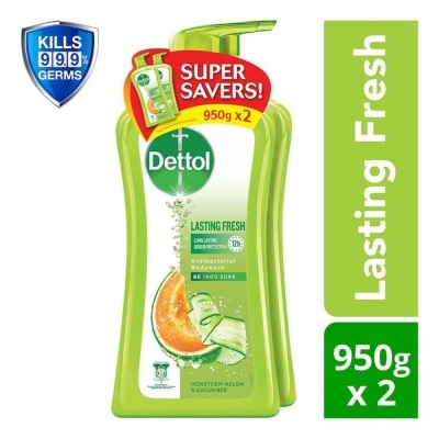 DETTOL Dettol Lasting Fresh Anti-Bacterial Bodywash 950ml x 2s (Honeydew Melon & Cucumber)