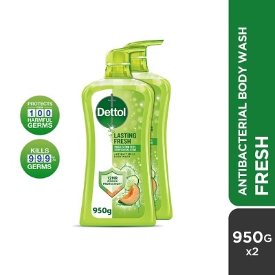 DETTOL Dettol Lasting Fresh Antibacterial Body Wash Honeydew Melon & Cucumber 950g x 2s
