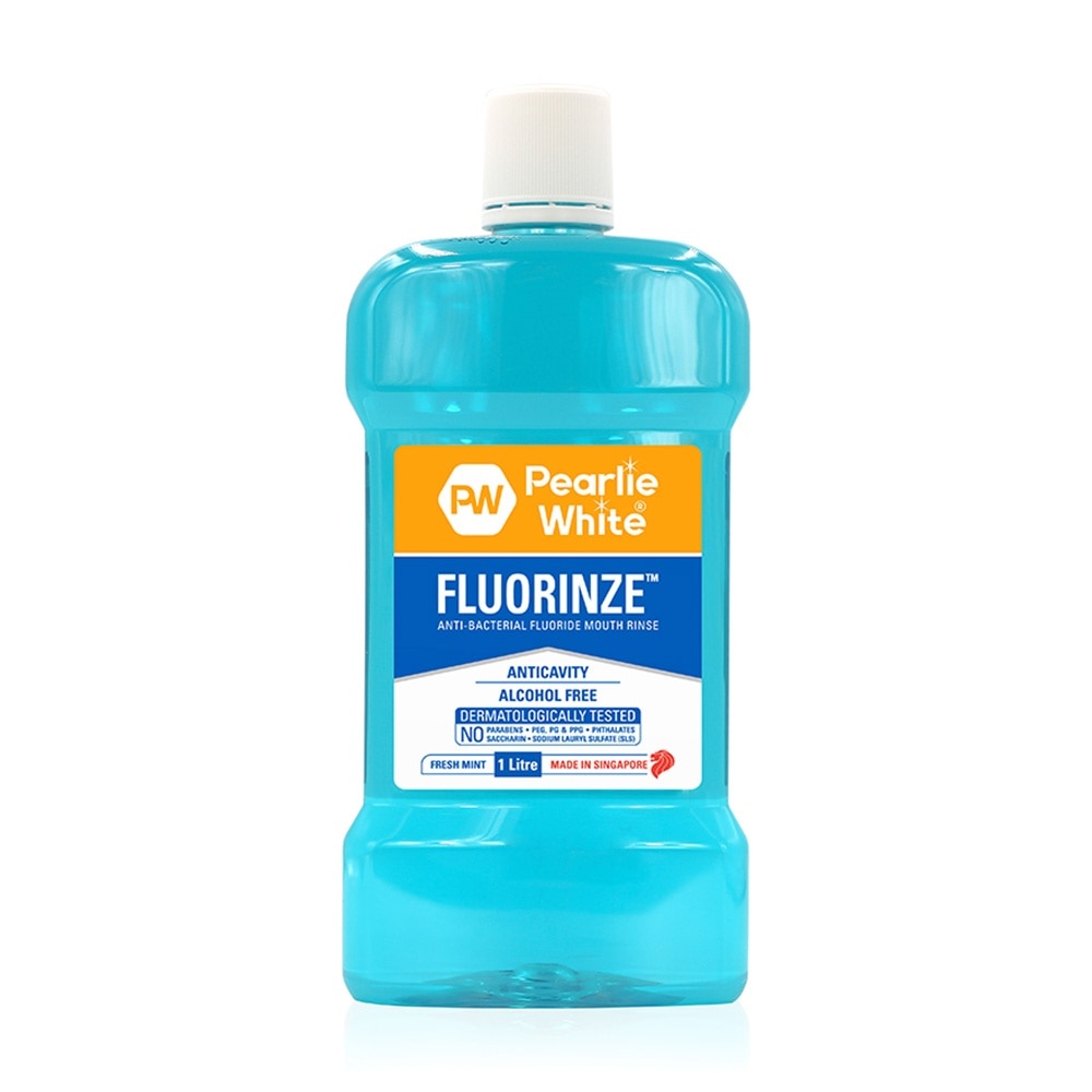 Fluorinze Anti Bacterial Fluoride Mouth Rinse Alcohol Free Refreshing Mint Flavour Twinpack 1L