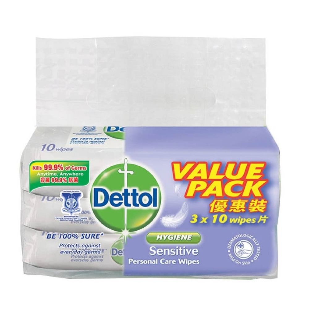 Anti-Bacterial Wet Wipes Sensitive 10s x 3 pack