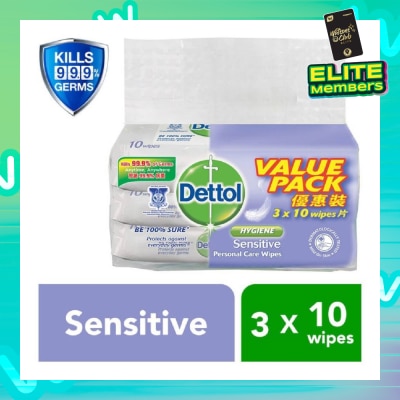 DETTOL Anti-Bacterial Wet Wipes Sensitive 10s x 3 pack (Expiry: May`2026)