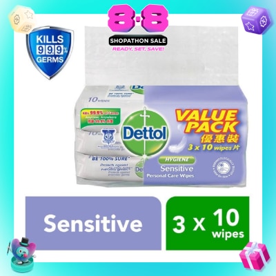 DETTOL - Anti-Bacterial Wet Wipes Sensitive 10s x 3 pack