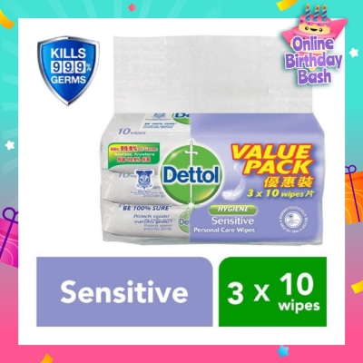 DETTOL Anti-Bacterial Wet Wipes Sensitive 10s x 3 pack