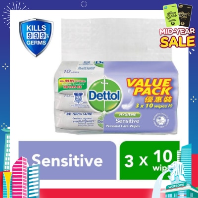 DETTOL Anti-Bacterial Wet Wipes Sensitive 10s x 3 pack