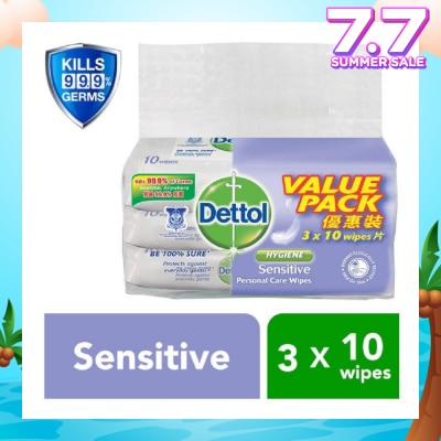 DETTOL Anti-Bacterial Wet Wipes Sensitive 10s x 3 pack