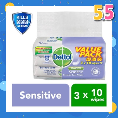 DETTOL Anti-Bacterial Wet Wipes Sensitive 10s x 3 pack