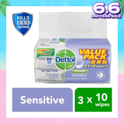 DETTOL Anti-Bacterial Wet Wipes Sensitive 10s x 3 pack
