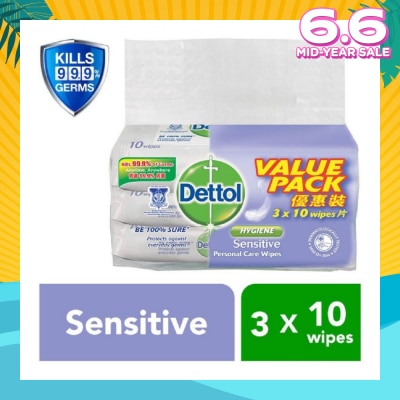 DETTOL Anti-Bacterial Wet Wipes Sensitive 10s x 3 pack
