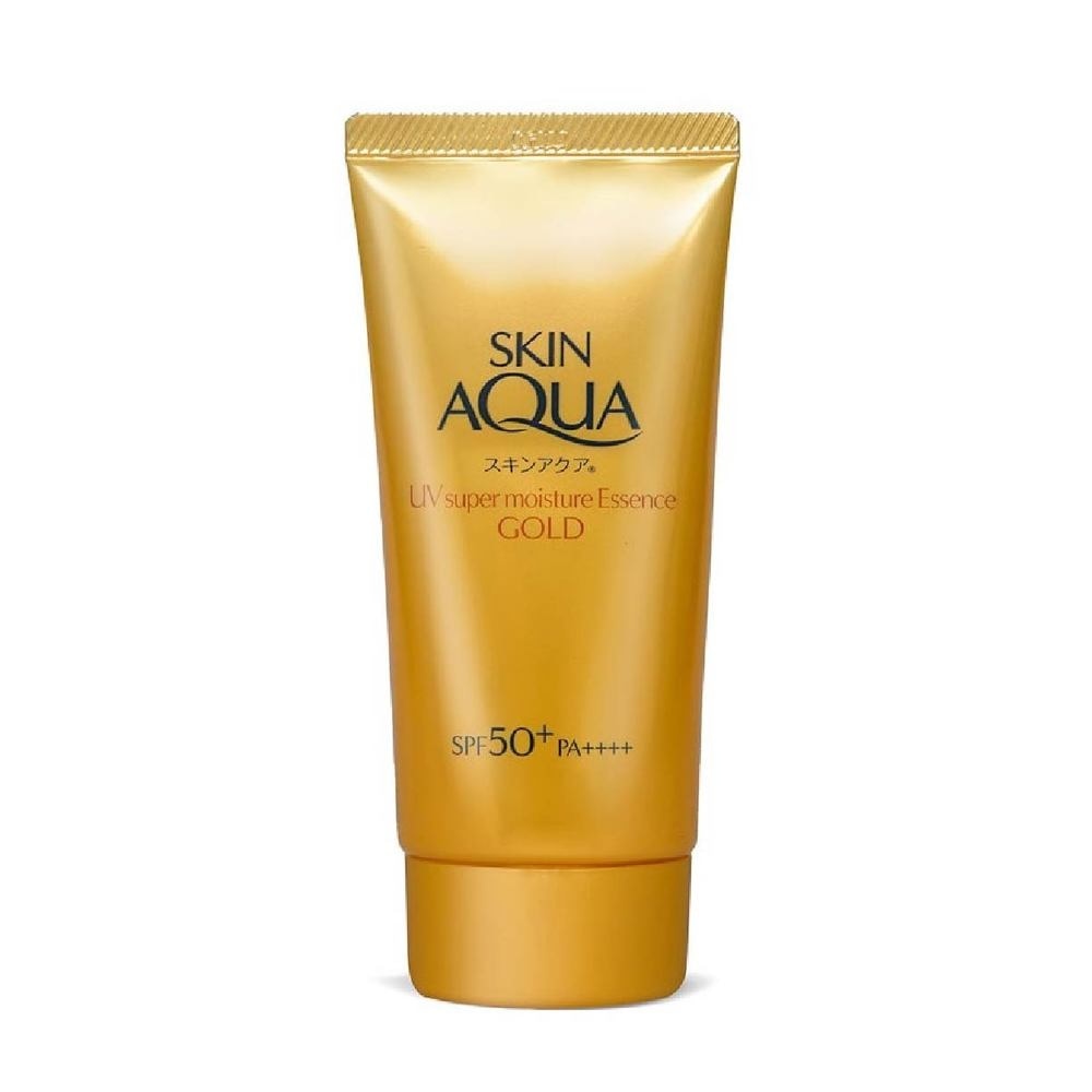 Skin Aqua Super Moisture UV Essence SPF50+ GOLD (Mild & Gentle Formula, Non-sticky, Allergen Defense technology, Fragrance Free) 80g